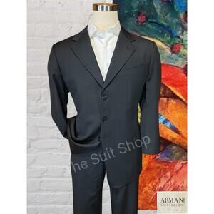 Armani Collezioni Mens 46R 38x28 Charcoal Gray 2-Piece Designer Suit